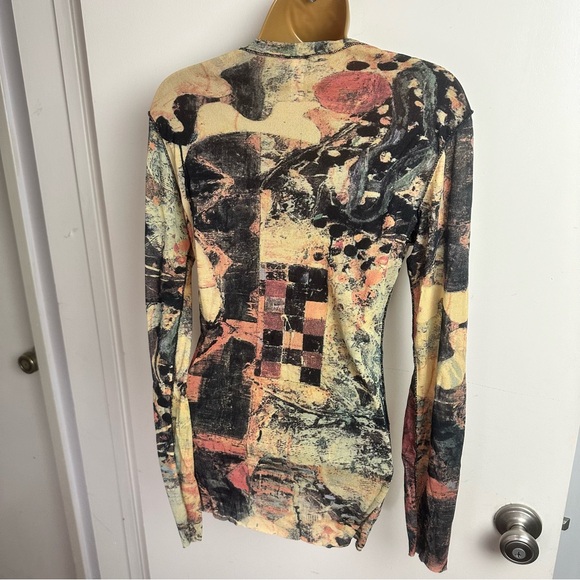 Cosabella Multicolored Artsy 90’s/Y2K Inspired Retro  Mesh Long Sleeve Top L/Xl? - Picture 5 of 14